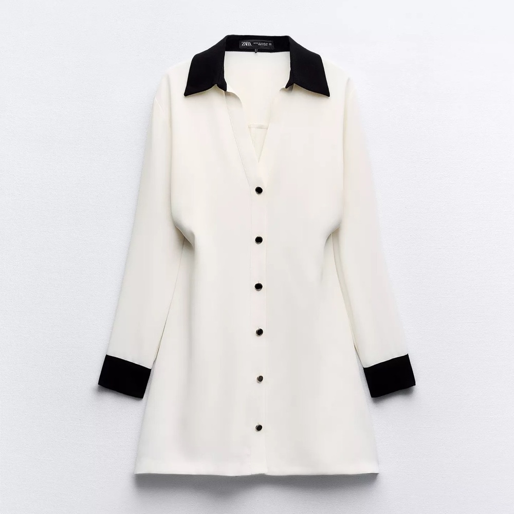 Zara contrast collared dress size XS